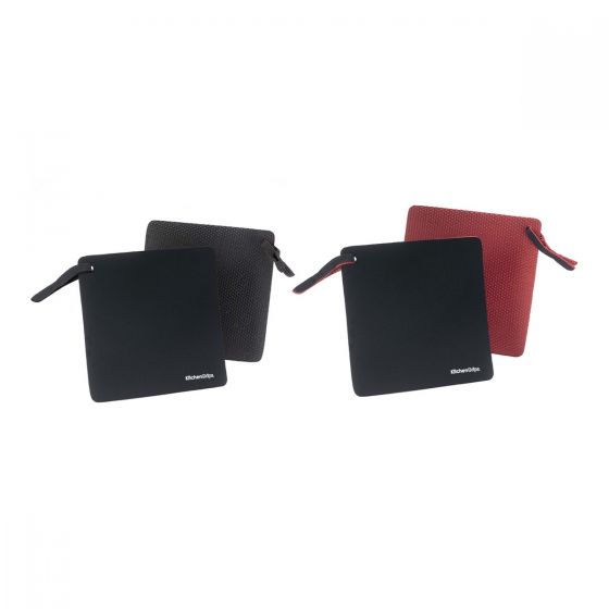 111-110301-10 Cuisipro - KitchenGrips FLXaPrene 防滑隔熱墊(2件裝) - 黑色 / 黑色 x 紅色
