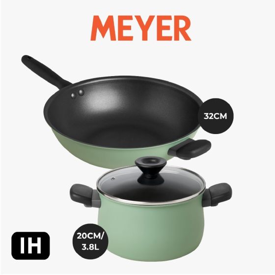 MEYER - 易潔有蓋湯鍋 20CM/3.8L + 易潔炒鍋 32CM (13957-T_13959-T) CR-13957-T_13959-T