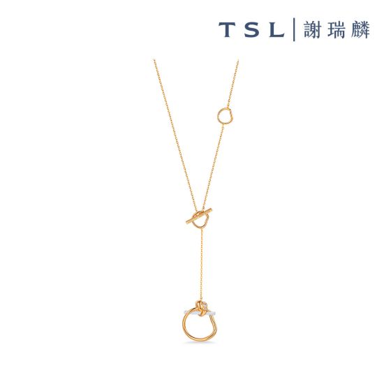 TSL|謝瑞麟 - KUHASHI 細萃 MUSUBI 18K玫瑰色,白色黃金鑲鑽石頸鍊