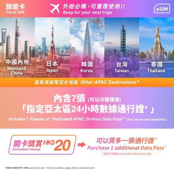 csl. 旅遊卡 (eSIM)