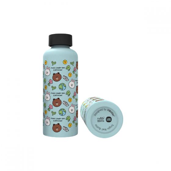 24 bottles - LINE FRIENDS WITH MAMA WATA : 超輕量單層不鏽鋼水瓶500ML(2款顏色) (Make Every Day Earth Day Collection)24xLine_all