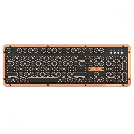 AZIO - Retro Classic 104鍵 藍牙無線復古打字機鍵盤 (黑牛皮 / 白牛皮 / 核桃木) 2FRetro104_all