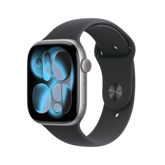 Apple Watch Series 11 (GPS) 46 毫米太空灰色鋁金屬錶殼及黑色運動錶帶 - M/L 4030471