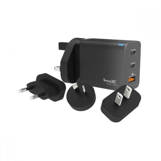 inno3C i-65WT Super Silicon 65W 三輸出旅行快速充電器 (漸變黑色) CR-4172221-O2O