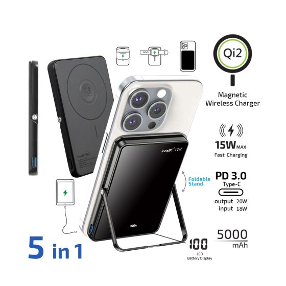 inno3C i-5M3 Qi2 超薄磁吸無線充移動電源帶支架 inno_i-5M3