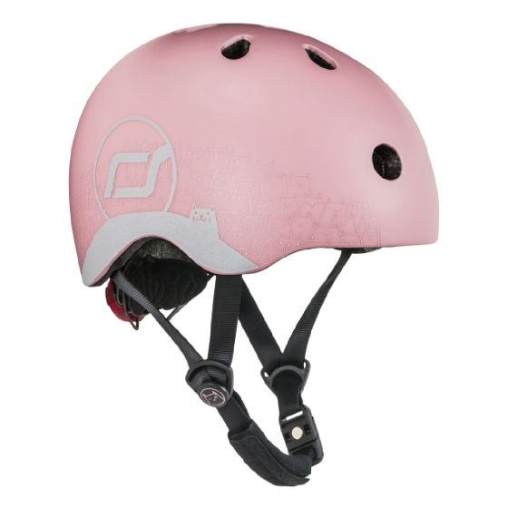 Scoot & Ride - 可調校兒童頭盔連LED閃燈 XXS-S (歐洲頭形) - 玫瑰粉猫猫/玄鐵灰熊熊 SR-BabyH-XXS-S-E-MO