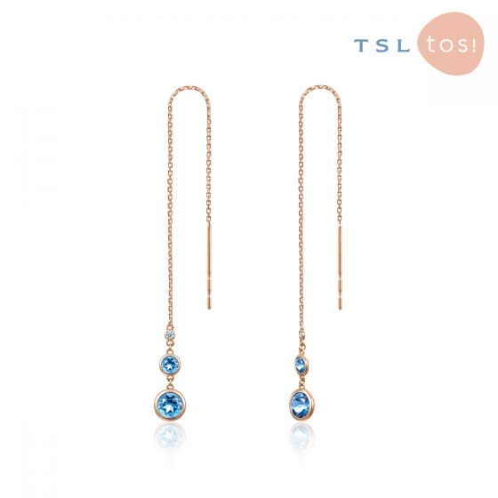 TSL|謝瑞麟 - GEN系列幾何編碼 18K玫瑰色黃金鑲藍晶石耳環 62094 62094-OTOB-R-XX-001