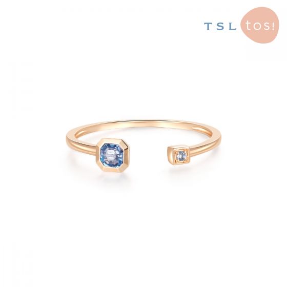 TSL|謝瑞麟 - GEN系列幾何編碼 18K玫瑰色黃金鑲藍晶石戒指 62104 62104-OTOB-R-13-002