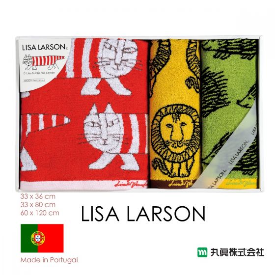 Marushin - 葡萄牙Lisa Larson全棉毛巾禮盒 (三件禮盒裝)