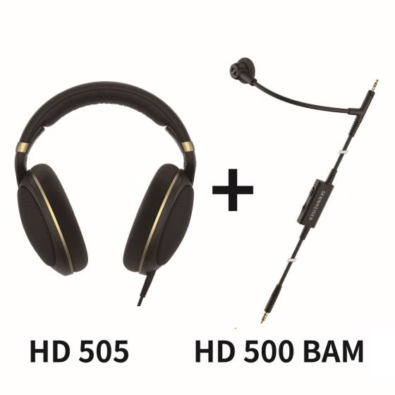 Sennheiser - HD 505 開放式頭戴式耳機 (金色) + HD 500 BAM 懸臂咪高峰 組合 700454-700456