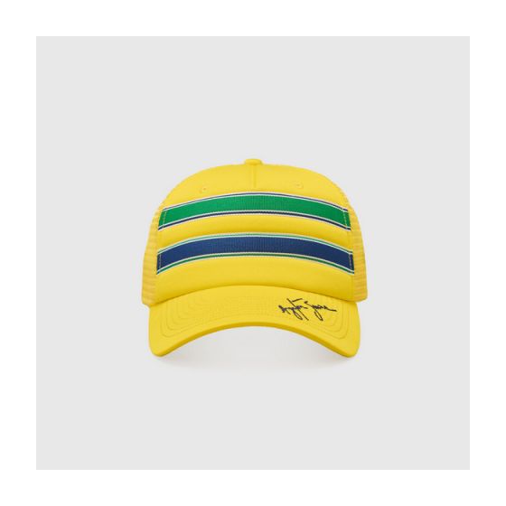 Ayrton Senna - 冼拿間條網面帽子701218229