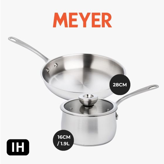 MEYER - 不銹鋼有蓋單柄鍋 16CM / 1.9L + 不銹鋼煎鍋 28CM (71501-T_71507-T) CR-71501-T_71507-T