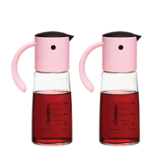 Cuisipro - 自動開合玻璃油壺 350ml - 粉紅色 (2個裝)