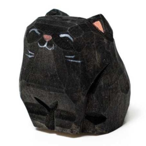 Islandoffer - (自家設計) 椴木雕坐立黑貓 785571399417