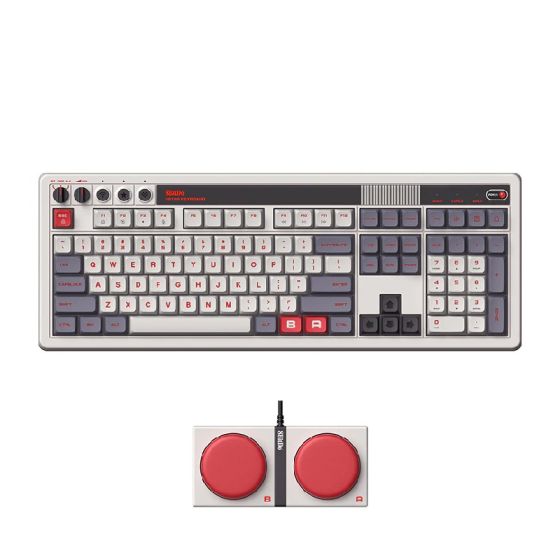 8BitDo 八位堂 - 復古108鍵機械鍵盤 附帶1套可編程超級按鍵 (紅色-凱華白軸/灰色-凱華白軸) 8bit85HC_MO