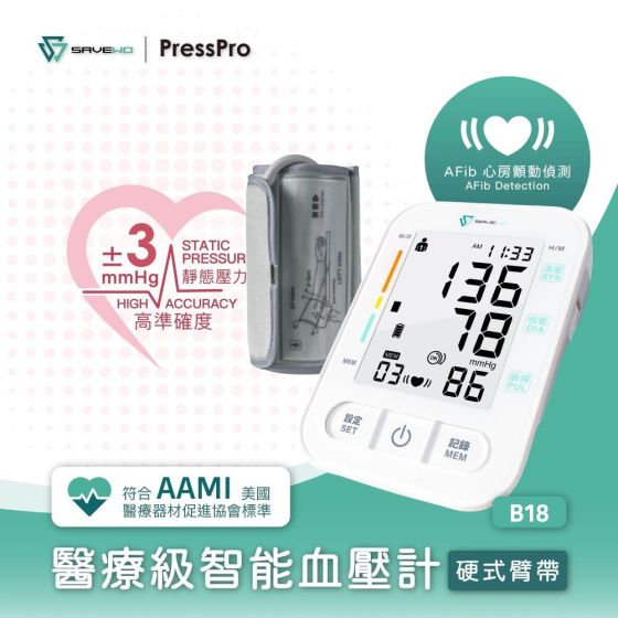 SAVEWO PressPro Medical Grade Professional Blood Intelligent Blood Pressure Monitor (Cuff) B18