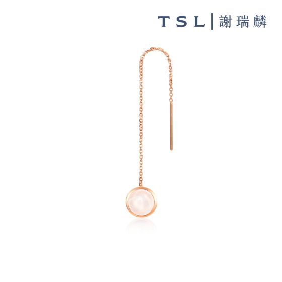 TSL|謝瑞麟 - 18K玫瑰色黃金鑲粉晶單耳環 BC705