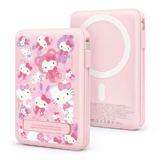 [3C CCC 認證] GARMMA - Sanrio Hello Kitty 磁吸帶線五合一行動電源 10000mAh [粉紅色 / 白色] CR-BR02117_ALL
