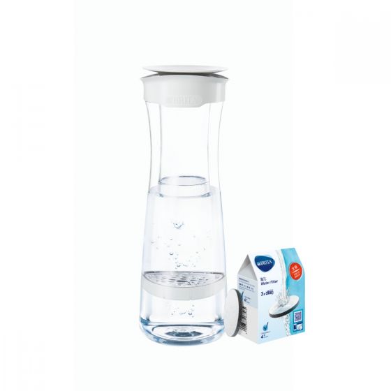 BRITA - [優惠套裝] Fill & Serve Mind 時尚濾水瓶(白色/藍色)+MicroDisc 濾芯片(三片裝) BTA-FSMW-MD3-MO