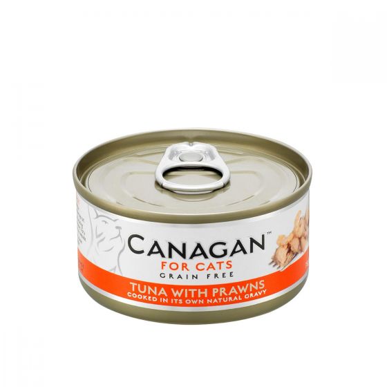 Cangan - 吞拿魚伴大蝦 無穀物貓罐頭 75g (原箱12罐) Can-WetTunaPrawn