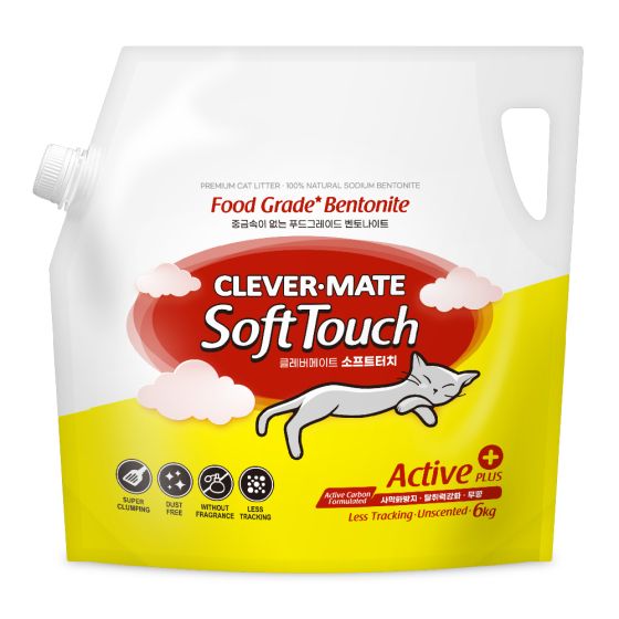 CLEVER-MATE - Soft Touch Active Plus 粗粒礦物貓砂6kg CLEVER-MATE-Act