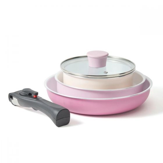 Francfranc - GO TABLE鍋子和煎鍋5件裝 粉紅色 CR-1101020008782
