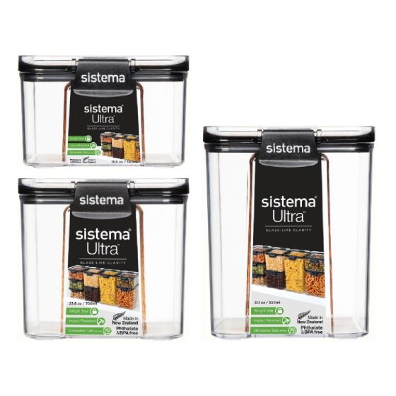 (紐西蘭製造) Sistema Ultra方型密封保鮮盒3件裝 (460ml + 700ml + 920ml ) CR-514005140151402