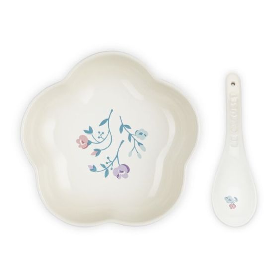 Le Creuset Petite Fleur 陶瓷花形盤連湯匙 16cm (多款顏色) CR-LC-16FSWS-MO
