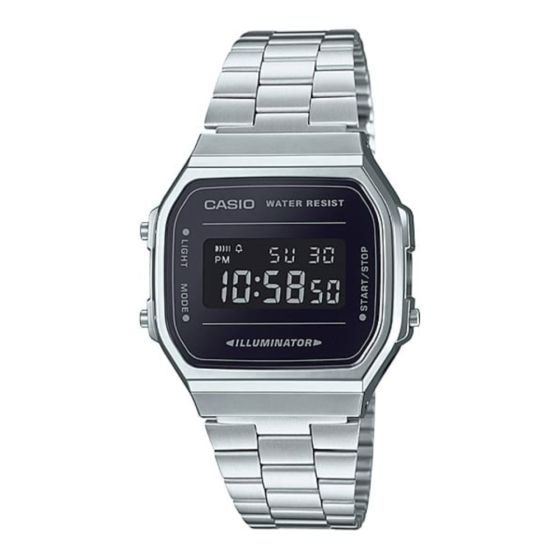 Casio - 復古鏡面數位電子錶 A168WEM-1 銀框黑面 CR-A168WEM-1