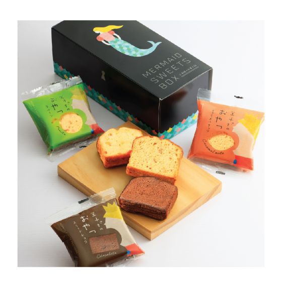 Little Mermaid - 日本蛋糕禮盒（6件裝任何口味 – 焦糖果仁、水果、朱古力） CR-City-LM22
