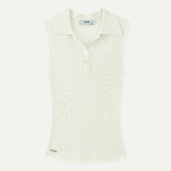 (電子換領券) Esprit 坑條針織無袖 Polo 上衣 ( 白色 ) EFZKT0432 CR-EFZKT0432WH0F