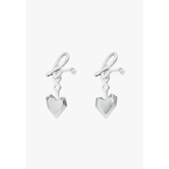 agnès b. -女裝 "Carving of love" 心形耳環 (玫瑰金色/銀色)