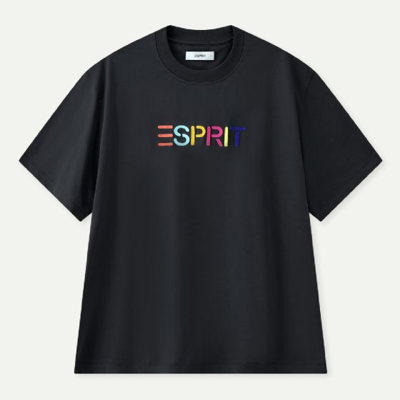 (電子換領券) Esprit 彩色刺繡 Logo 圓領短袖 T 恤 (深灰色