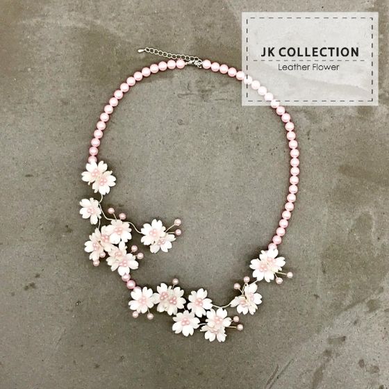 JK collection - 皮革櫻花珍珠頸鏈 CR-JK-collection-07