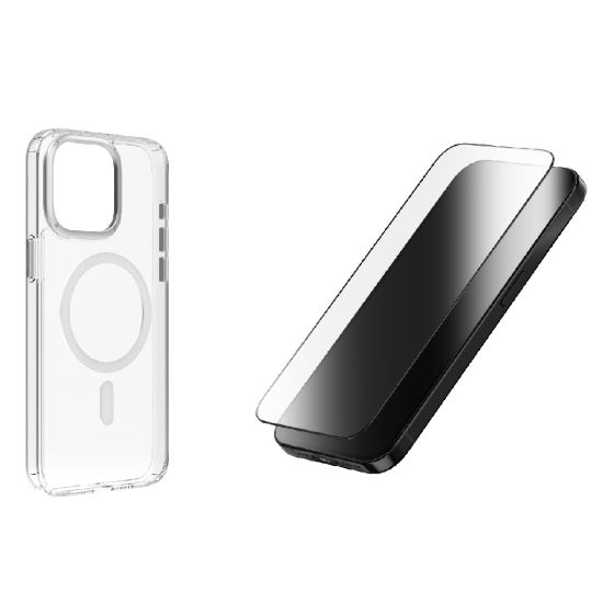 Momax - iPhone 15 Pro Max Play Magnetic Case 磁吸指環透明保護殼 + ZAGG iPhone 15 Pro Max Glass Plus Edge 全覆蓋防昡光玻璃保護貼 MXAP23XLT+100112432 CR-MX23XLT100112432