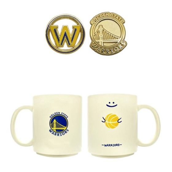 NBA - 勇士隊馬克杯 + 金屬隊徽胸針 CR-NBA-MUG230053