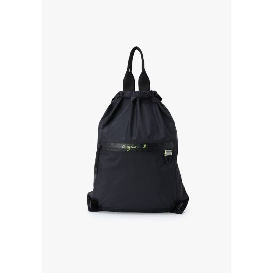 agnès b. - 男女通用尼龍背包 (黑色/棕色)