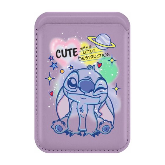 The Hood - 史迪仔系列 - 磁吸皮革卡套 [兼容MagSafe] [粉紅色/紫色] CR-POUCH_ST