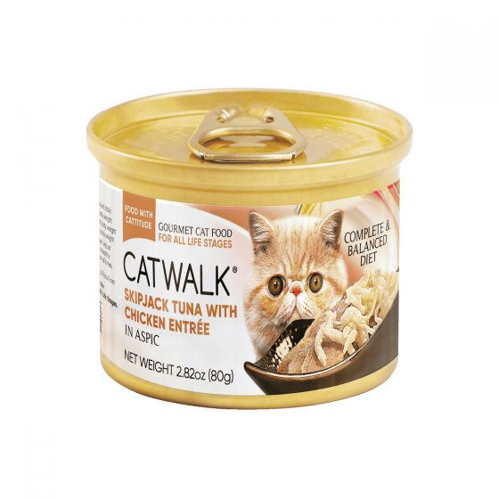 Catwalk - 鰹吞拿魚 + 雞肉|貓罐頭  (80g) #13866CW-YLC