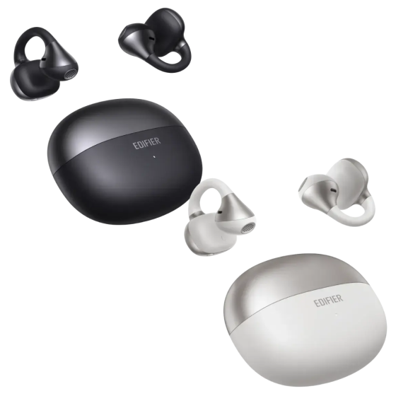 Edifier - Comfo Bass Open-Ear True Wireless Bluetooth Earbuds (Black/White)