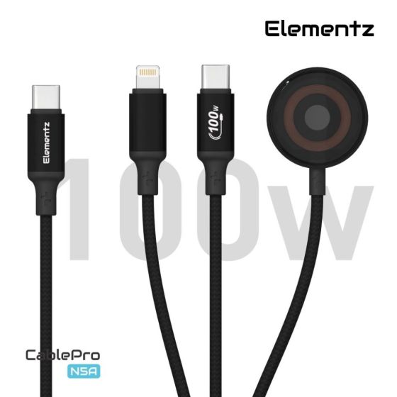 Elementz - N5A-12 USB-C 100W 3 in 1 充電線 (120cm) ELE_N5A_12