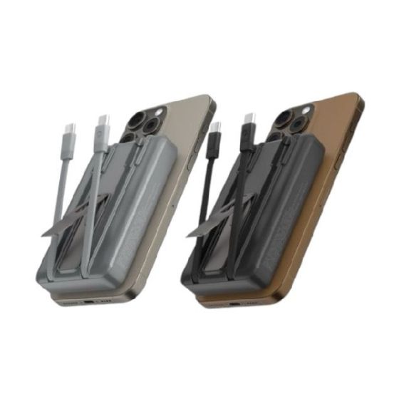 Elementz - 10000mAh 6合1 雙C線磁吸無線行動電源 PE-MC2 [黑色/灰色] ELE_PE_MC2_ALL