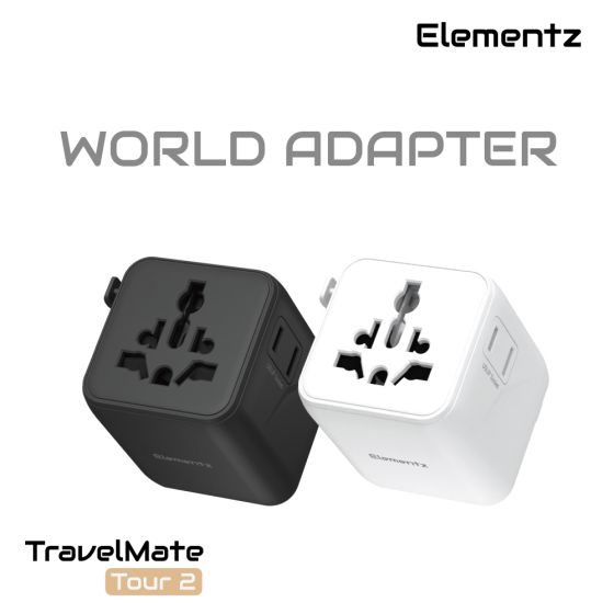 Elementz - TravelMate Tour 2 全球轉換插座 PT-WT2 (白色/黑色)