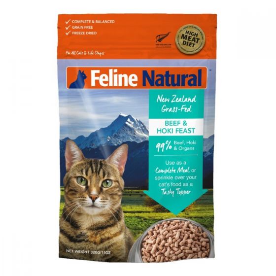 Feline Natural - F9 凍乾貓糧 - 牛肉藍尖尾鱈魚盛宴320g #014985 F9-BH320