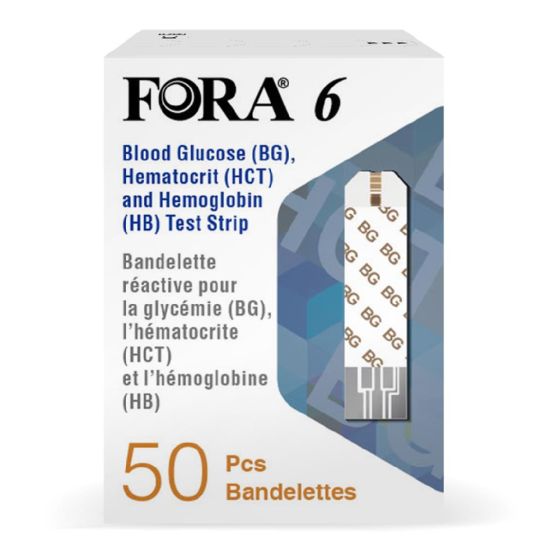 FORA -福爾 三合一 (血糖/血比容/血紅蛋白) 試紙 50 張 x 1 (需配合FORA -6六合一藍牙血糖機使用)(新舊包裝隨機發放) FORA-00003