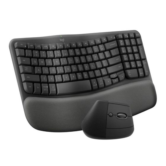 Logitech - Wave Keys & Lift人體工學鍵鼠套裝 - (石墨灰/珍珠白)