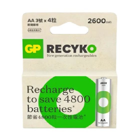 超霸 - 綠再 AA 充電電池 2600mAh 4粒裝 CR-GP_4891199077753