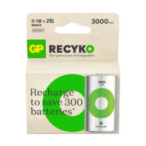 超霸 - ReCyko+ 充電池 3000mAh D 2粒裝 CR-GP_4891199187452
