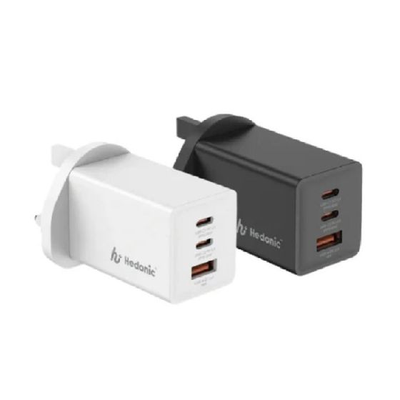 Hedonic - 3連接埠 PD 3.0 65W GAN Pro 充電器 [英規插頭] [黑色 / 白色] HEDON_CF77421_ALL