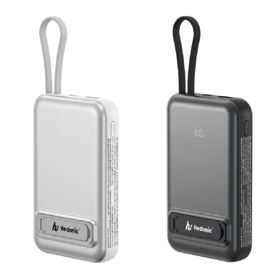 [3C 認證及可追溯二維碼] Hedonic - MagSafe 15W + PD 20W 10000mAh自帶線支架行動電源 [黑色 / 白色] CR-HEDON_P721P_M